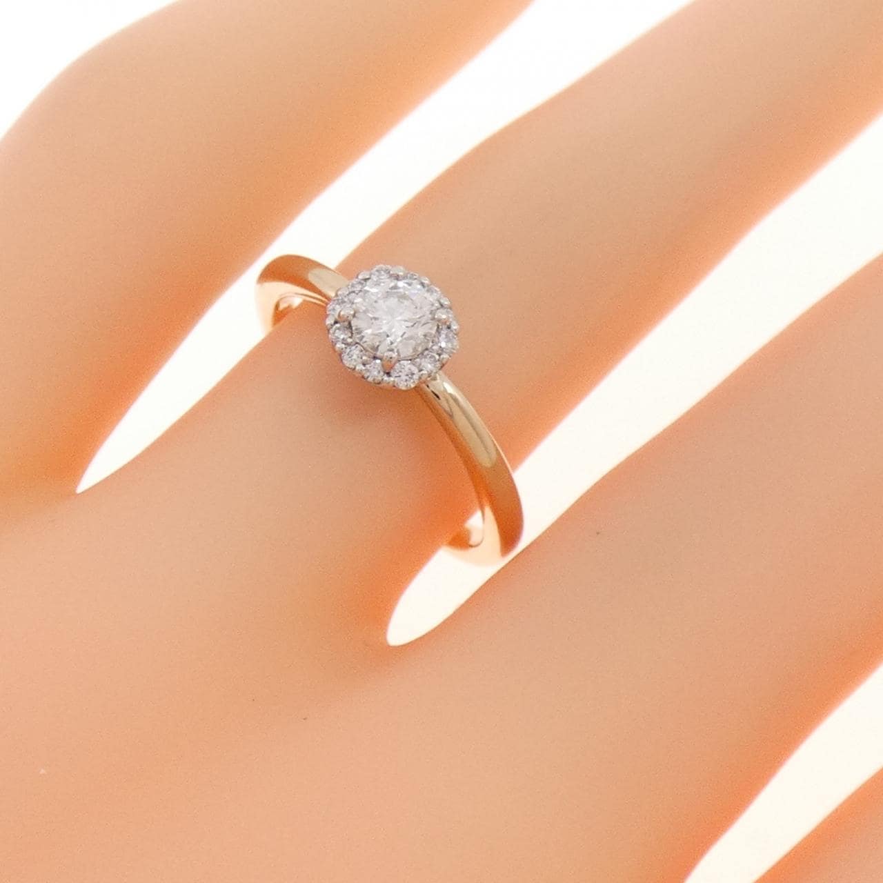 PT950/K18PG鑽石戒指，0.241克拉