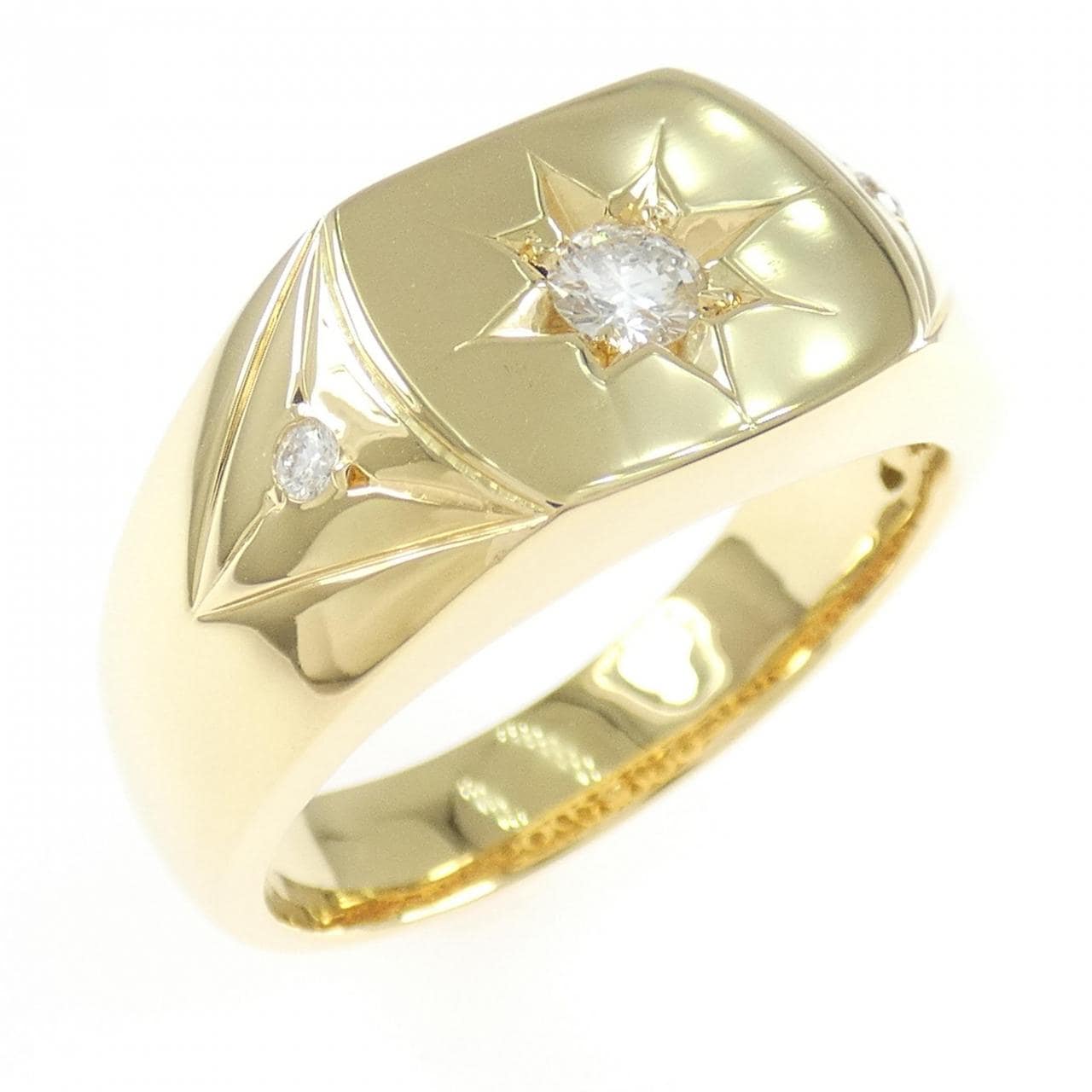 K18YG 印台 ダイヤモンド リング 0.25CT