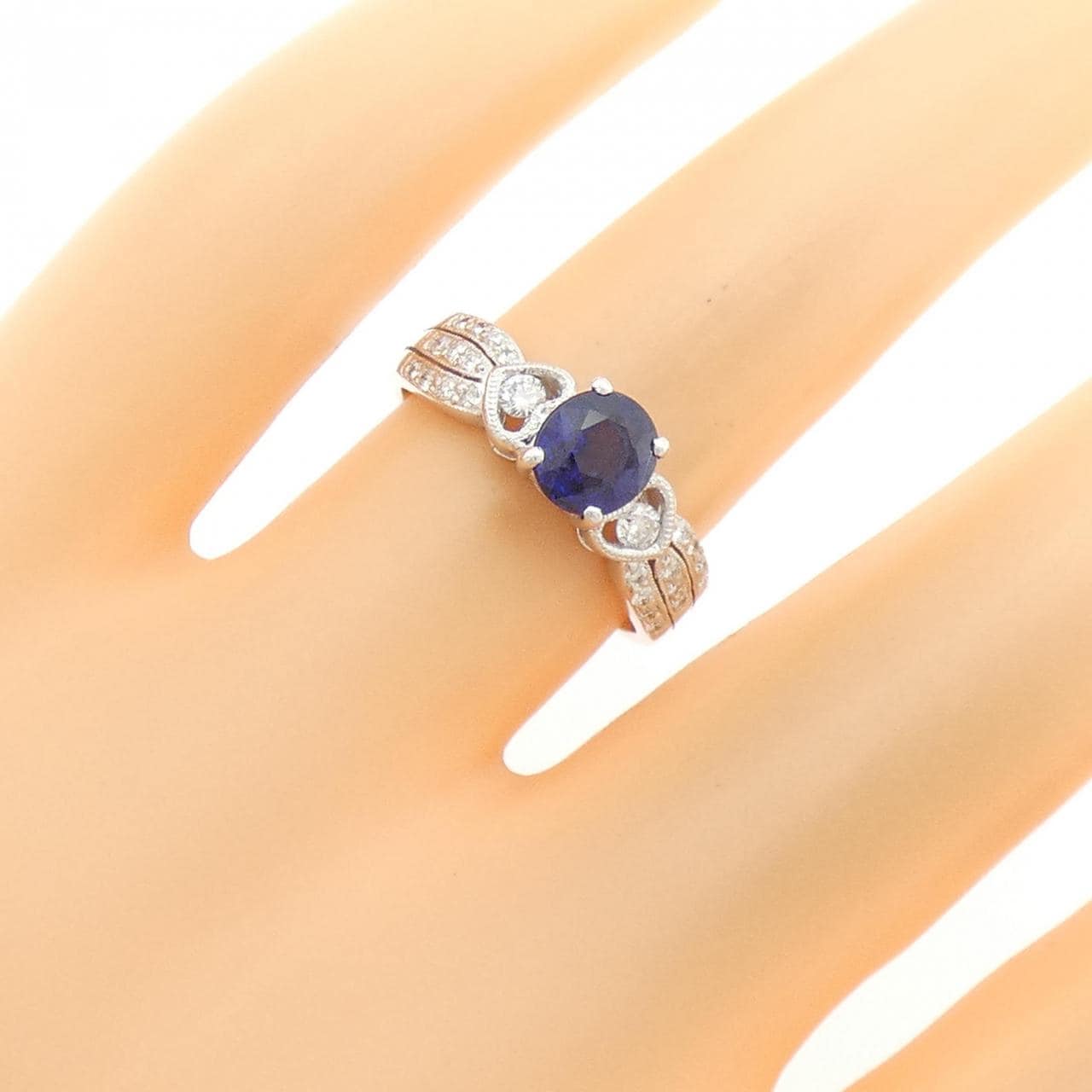 750WG ハート サファイヤ リング 1.06CT