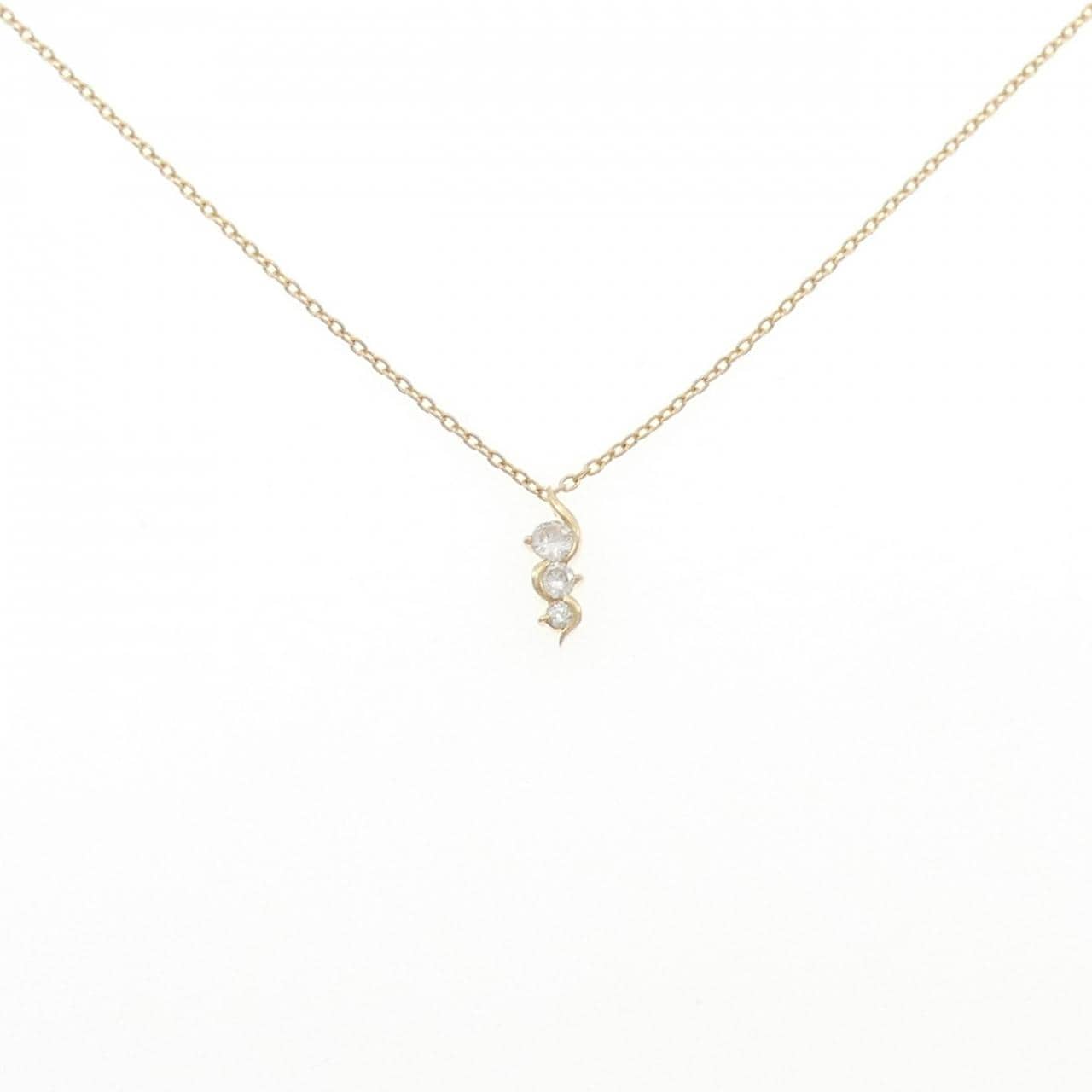K18YG スリーストーン ダイヤモンド ネックレス 0.15CT