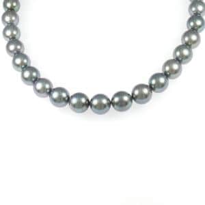 シルバークラスプ 黒蝶パール ネックレス 9-10mm