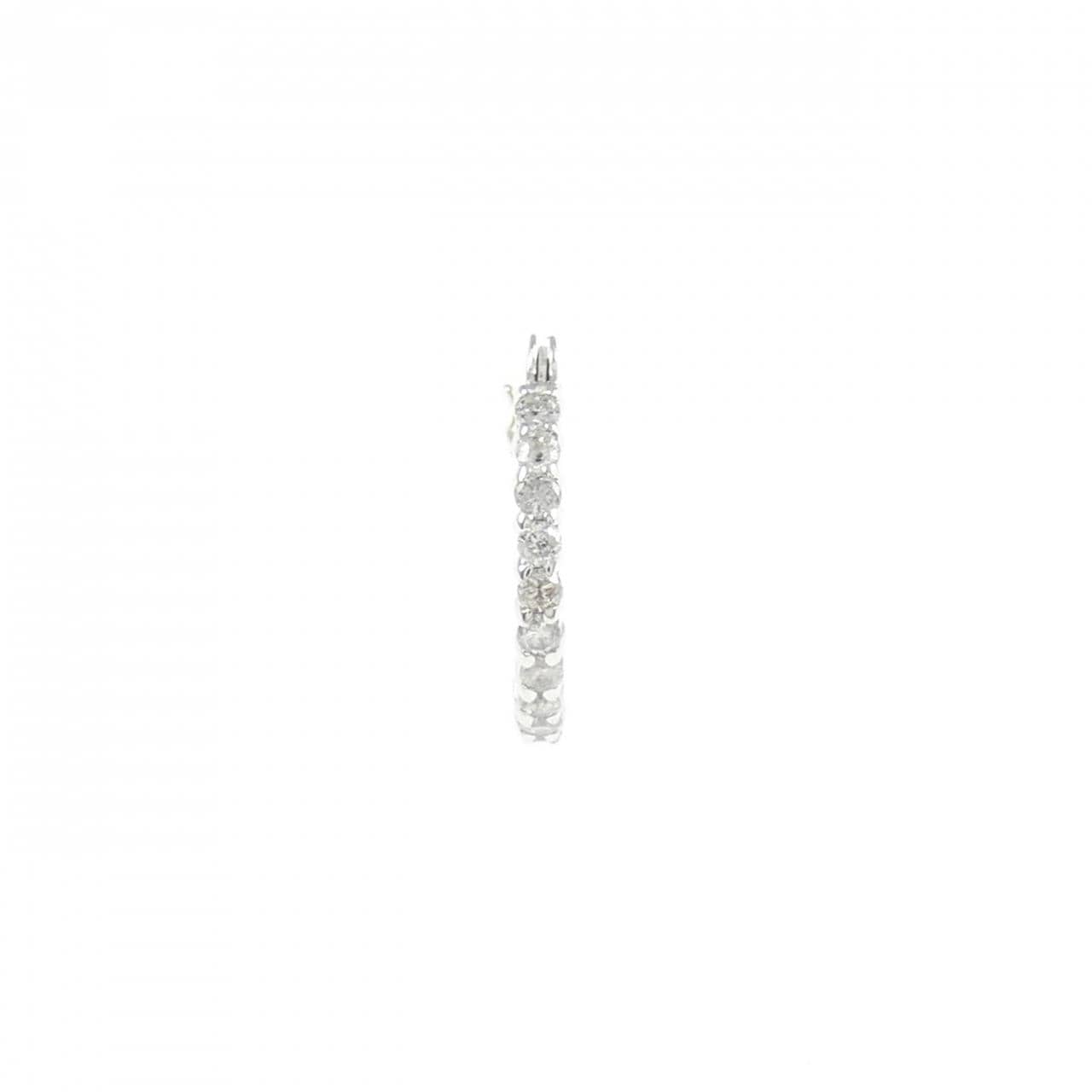 K18WG ダイヤモンド フープ ピアス 0.1CT 片耳