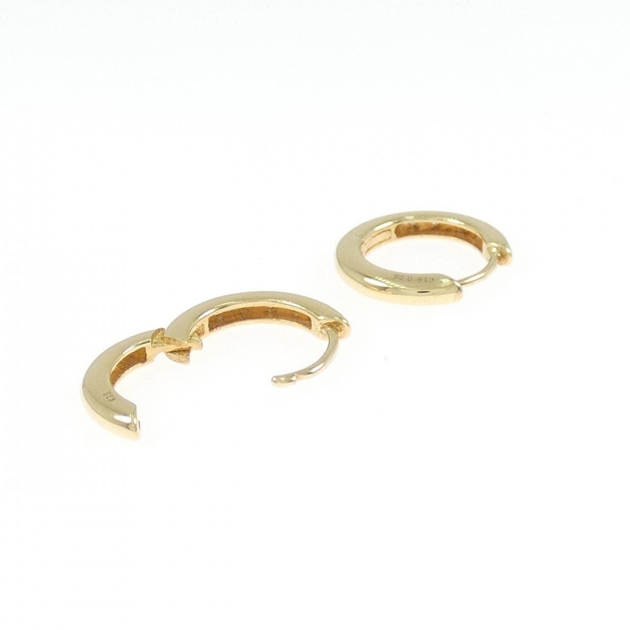 [BRAND NEW] K18YG Diamond Hoop Earrings 0.06CT