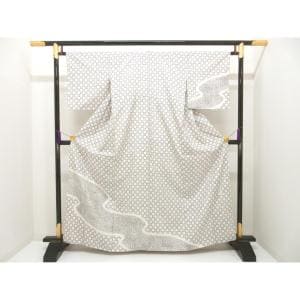 訪問着　紬織　柿渋染　ぜんまい入り