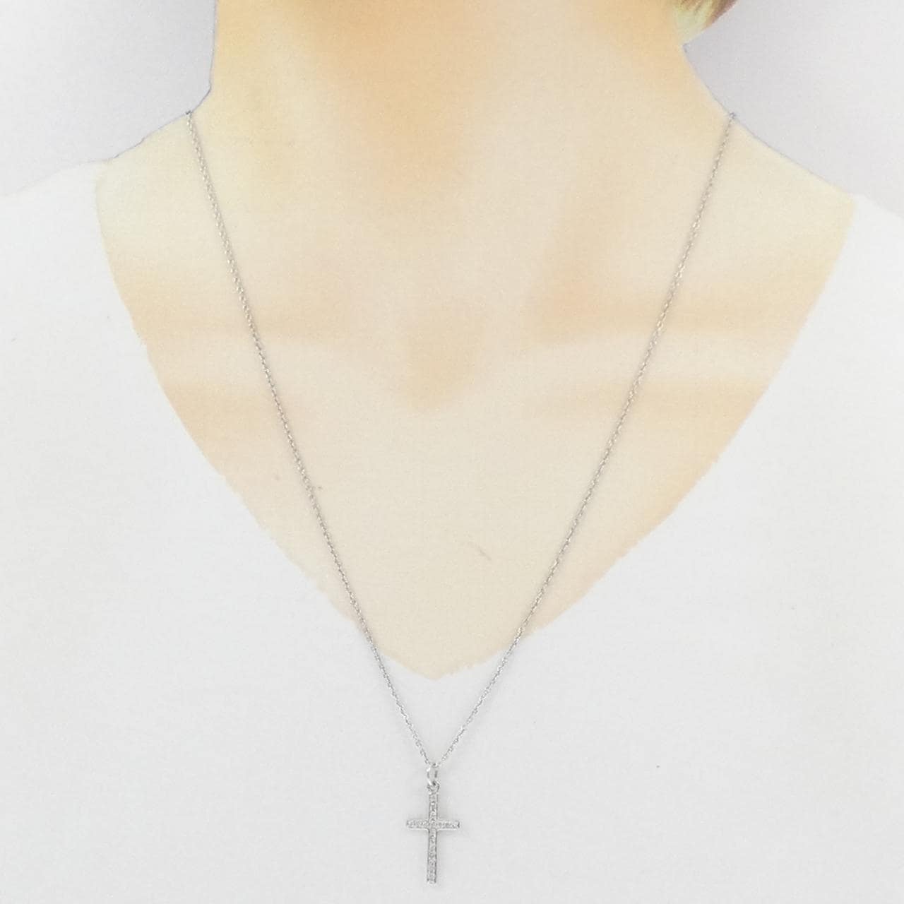 K10WG クロス ダイヤモンド ネックレス