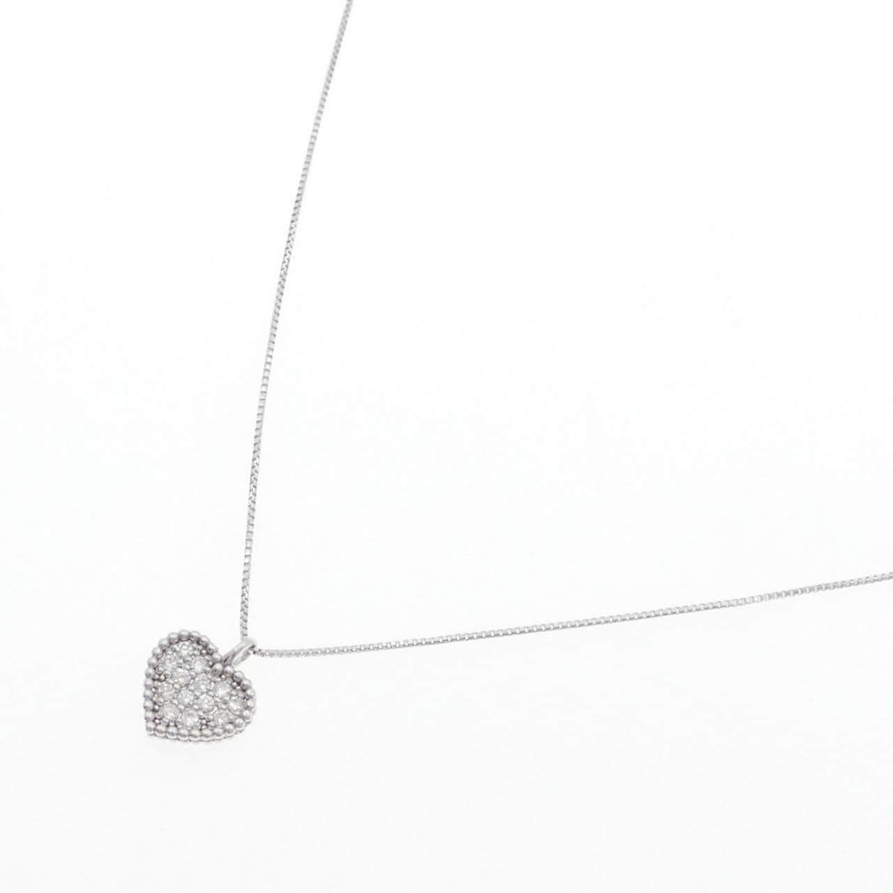 K18WG ハート ダイヤモンド ネックレス 0.12CT