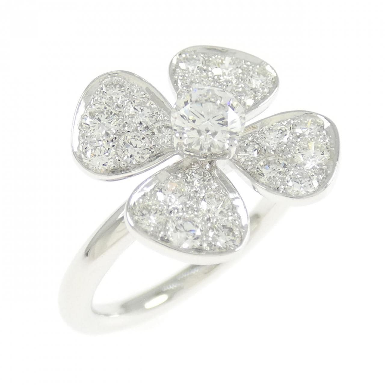 18KTWG フラワー イヤモンド リング 0.21CT