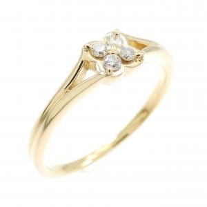 K18YG フラワー ダイヤモンド リング 0.07CT