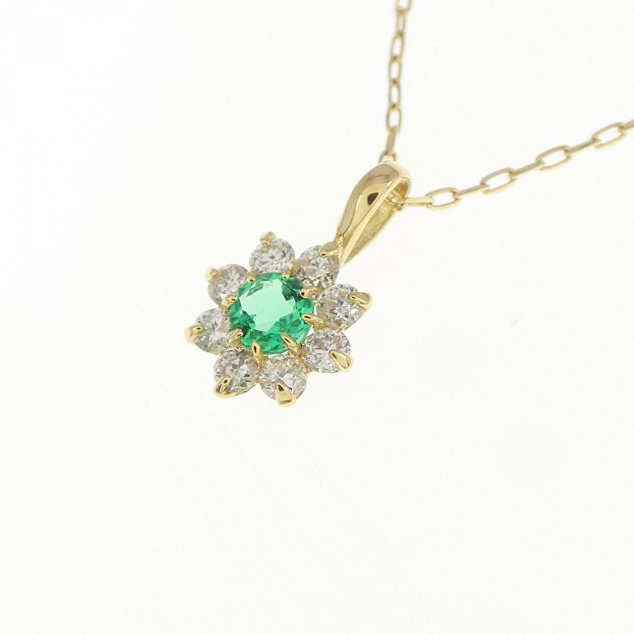 【新品】K18YG エメラルド ネックレス 0.07CT
