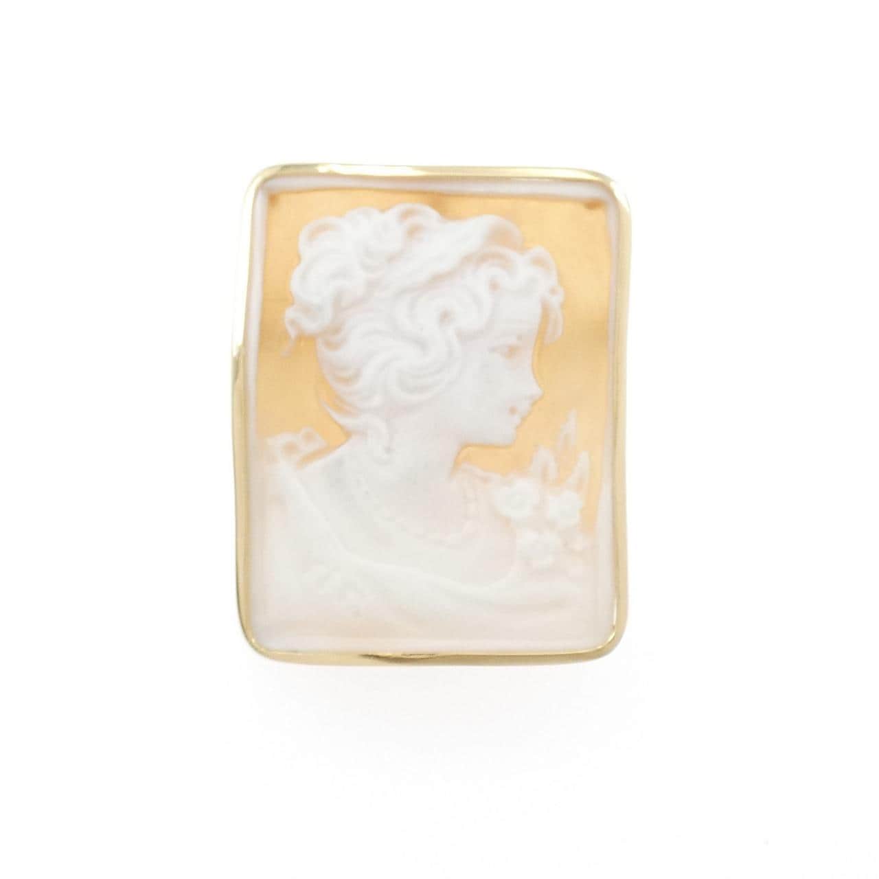 K18YG贝壳浮雕胸针