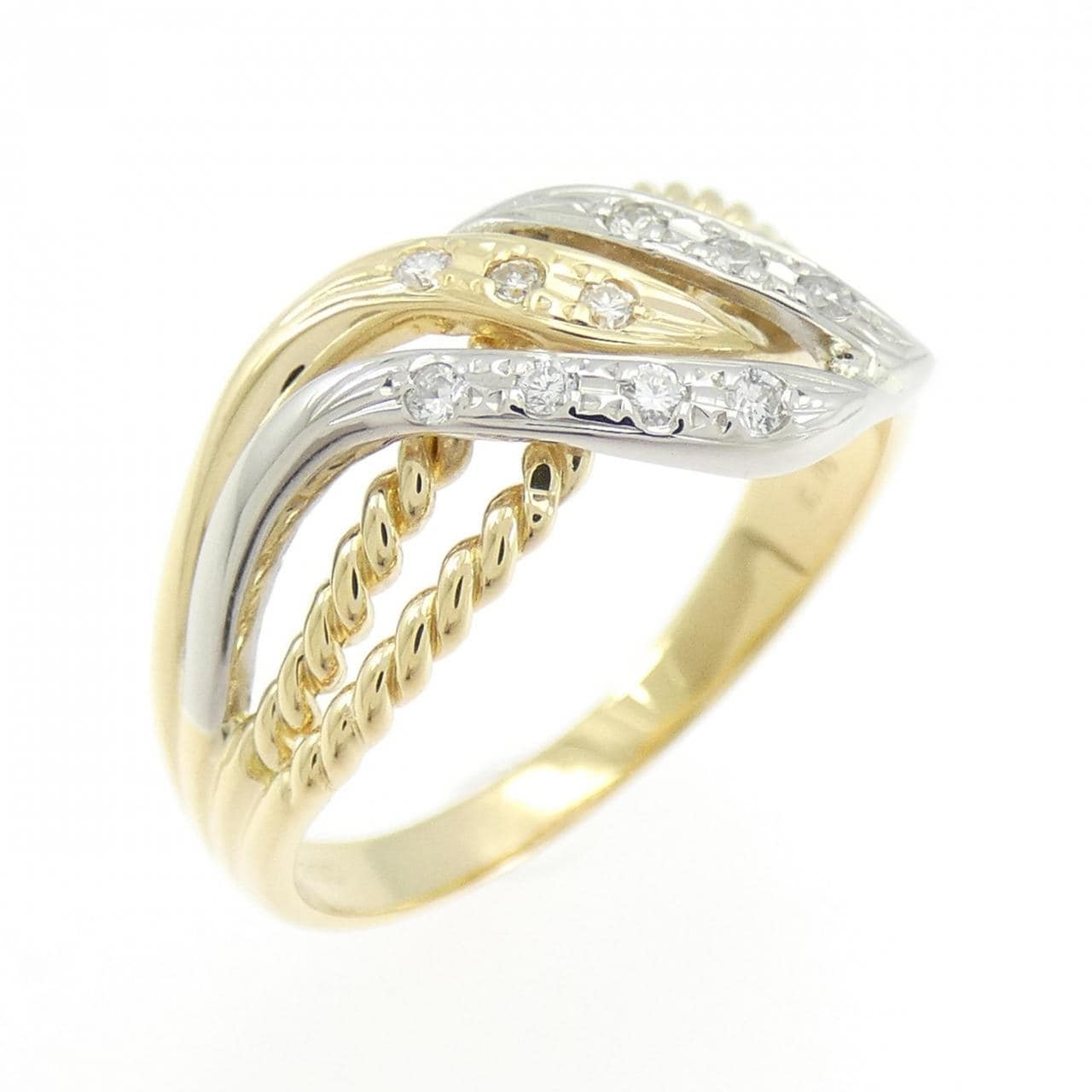 K18YG/PT900 ダイヤモンド リング 0.10CT