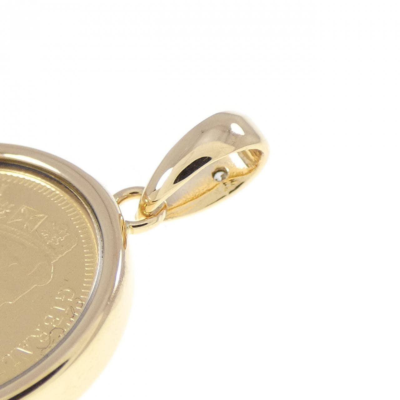 K18YG(枠) ダイヤモンド コイン ペンダント 0.01CT