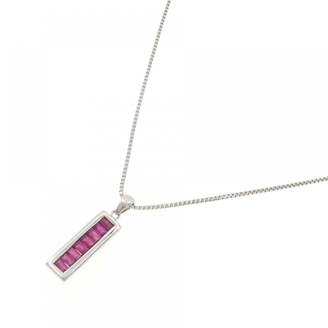 PT900/PT850 ルビー ネックレス 0.66CT