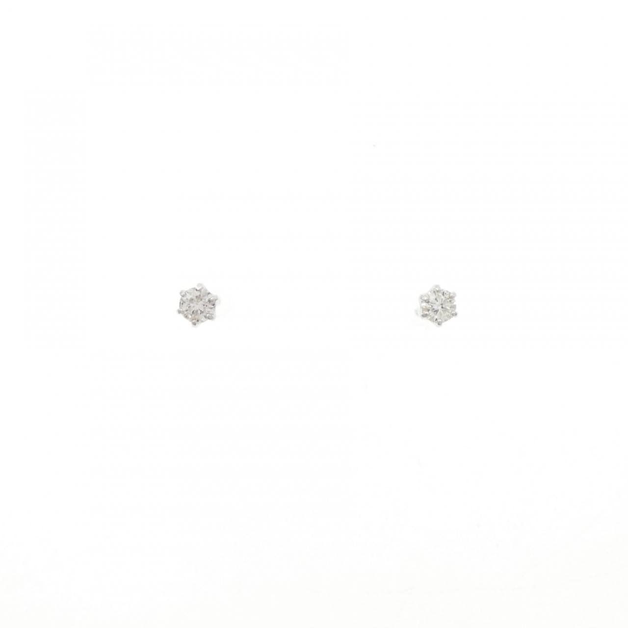 K18WG ソリティア ダイヤモンド ピアス 0.10CT
