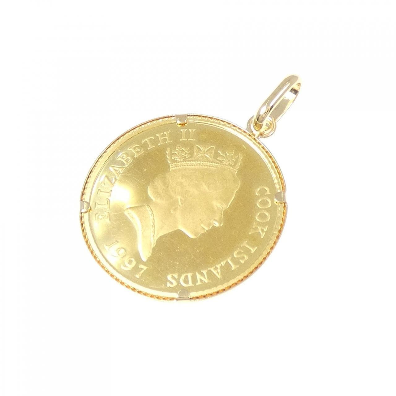 K18YG (frame) coin pendant