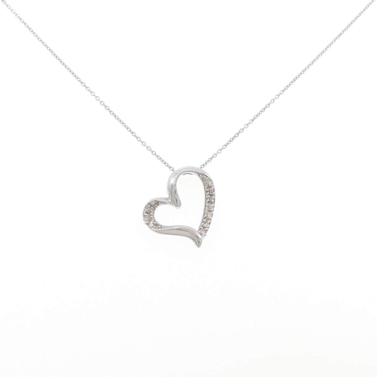 K18WG ハート ダイヤモンド ネックレス 0.15CT