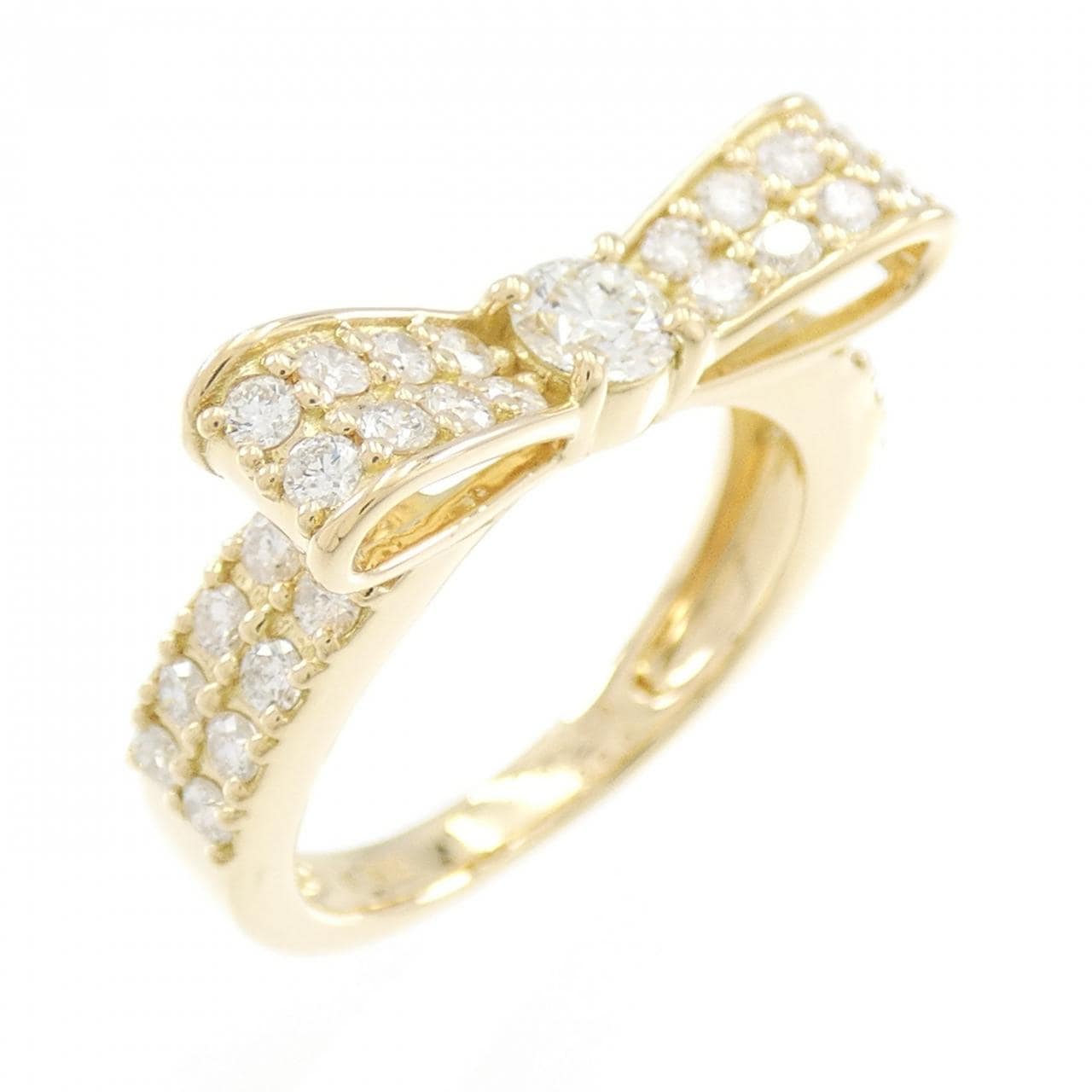K18YG リボン ダイヤモンド リング 0.218CT