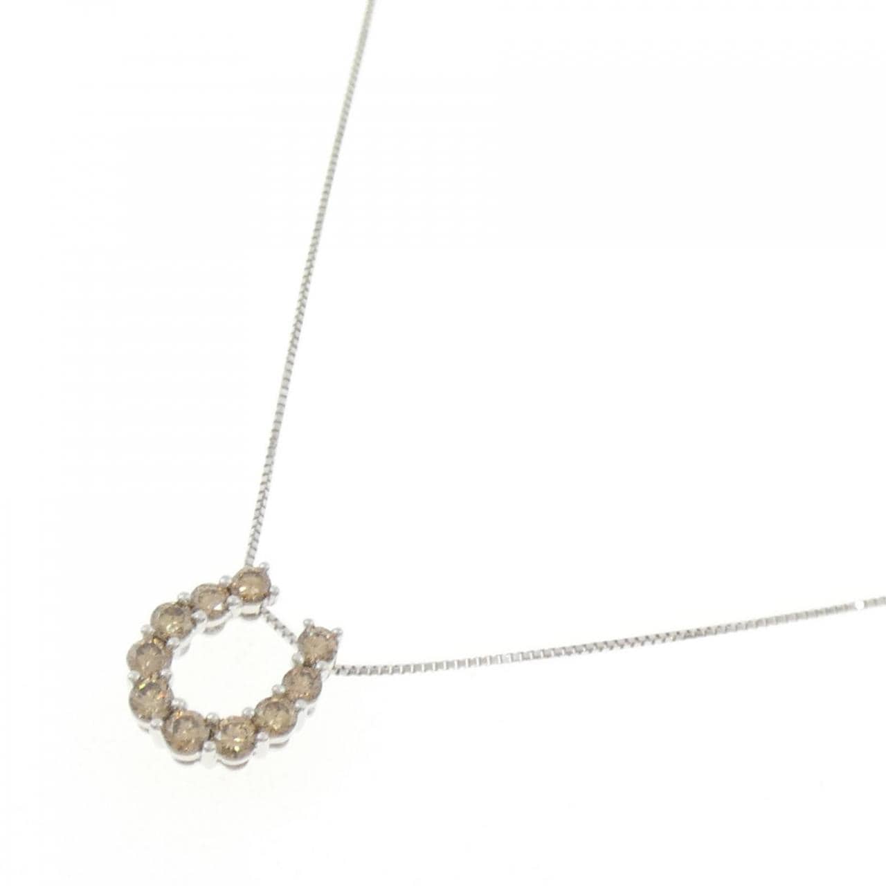 K18WG ホースシュー ダイヤモンド ネックレス 1.00CT