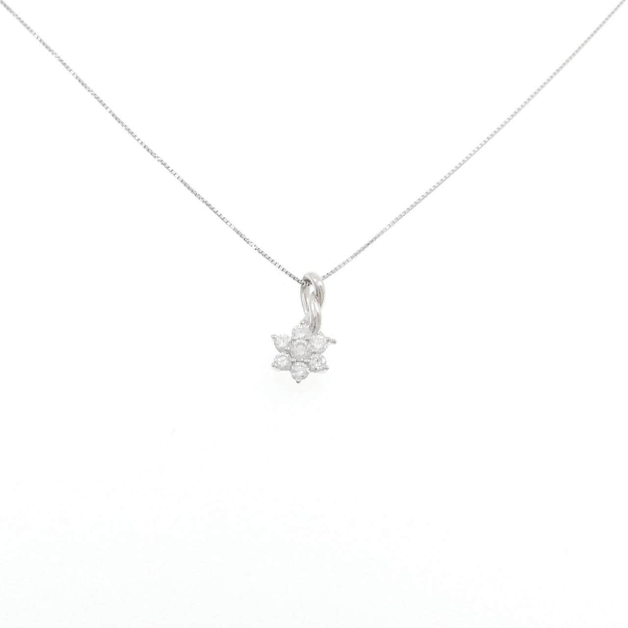 K18WG フラワー ダイヤモンド ネックレス 0.50CT