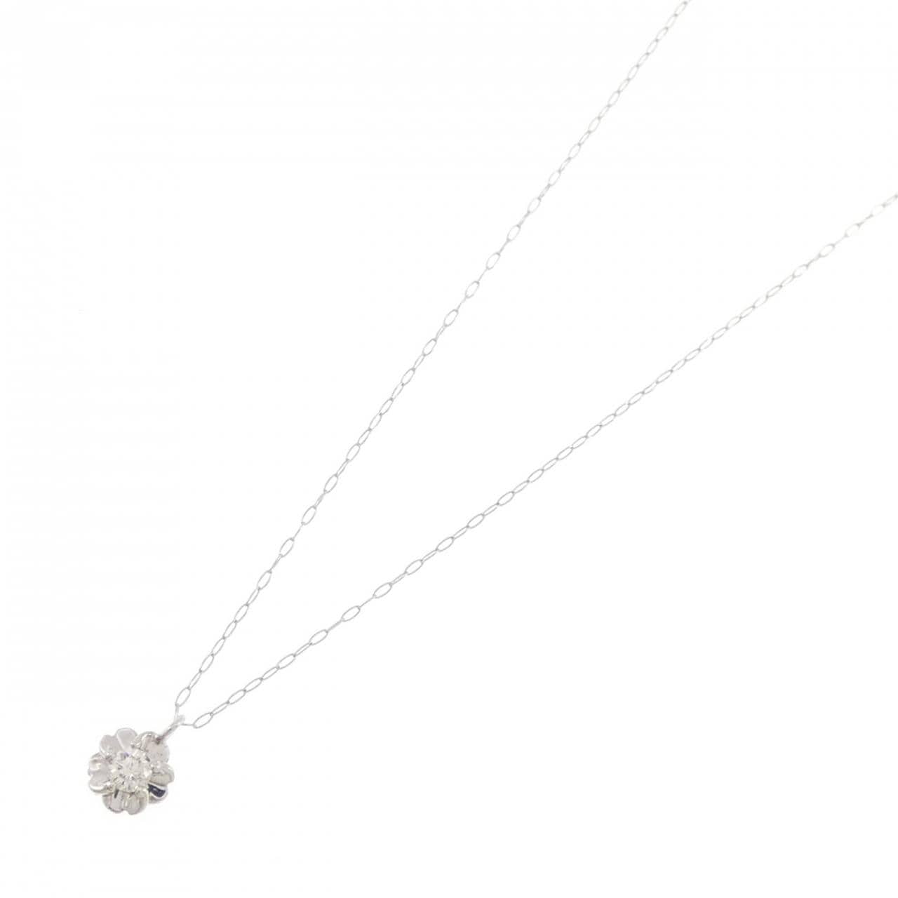 PT900/PT850 フラワー ダイヤモンド ネックレス 0.10CT