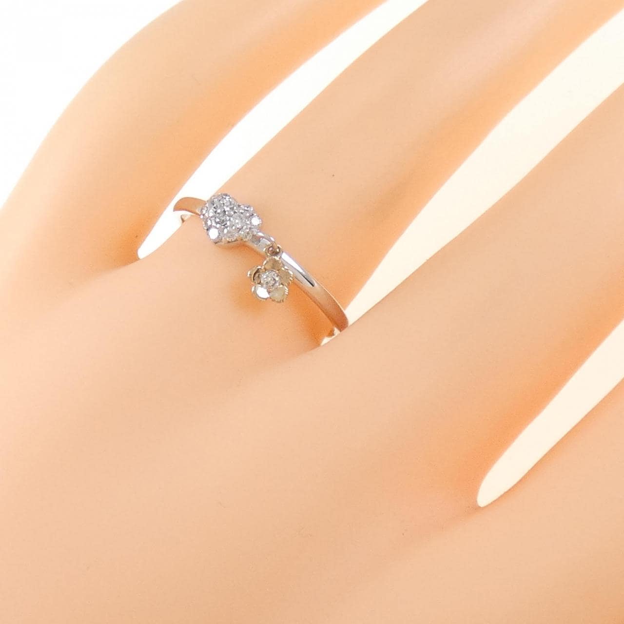 K18WG/K18PG Heart x Flower Diamond Ring 0.12CT