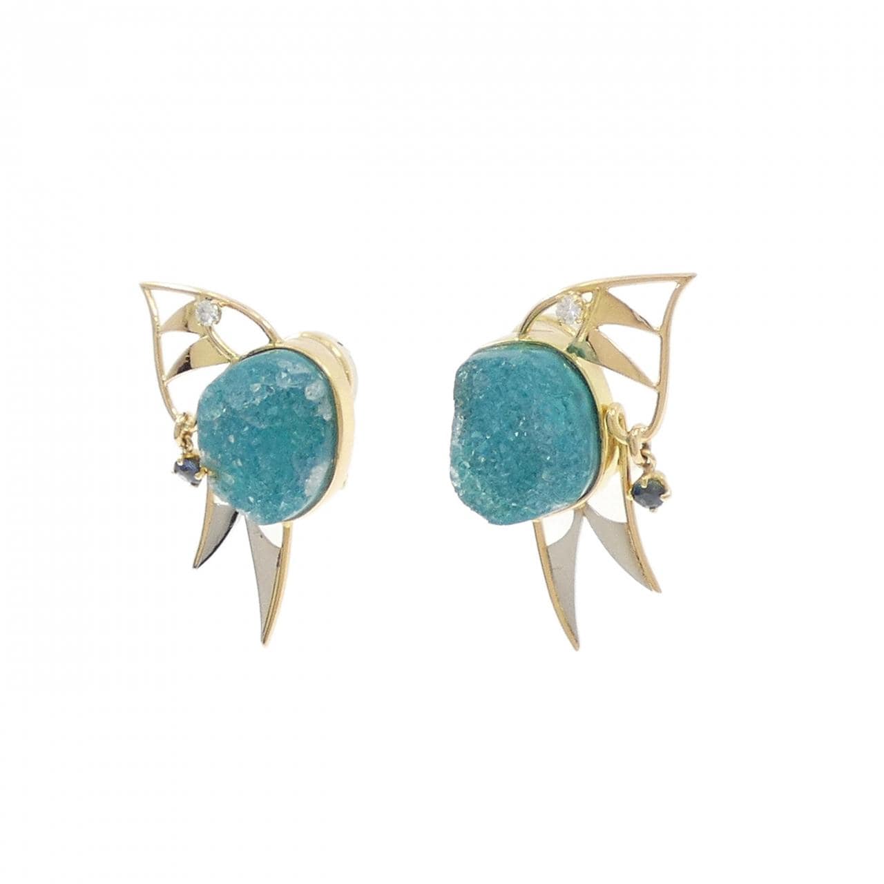 K18YG/PT クリソコーラクォーツ イヤリング