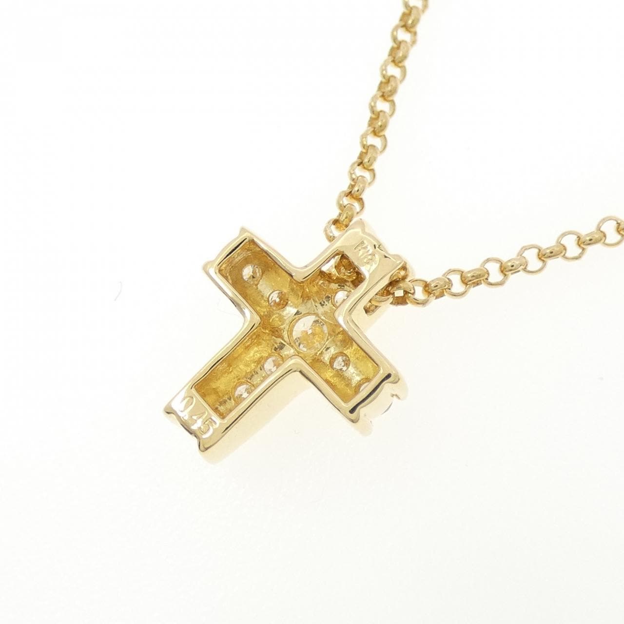 K18YG クロス ダイヤモンド ネックレス 0.45CT