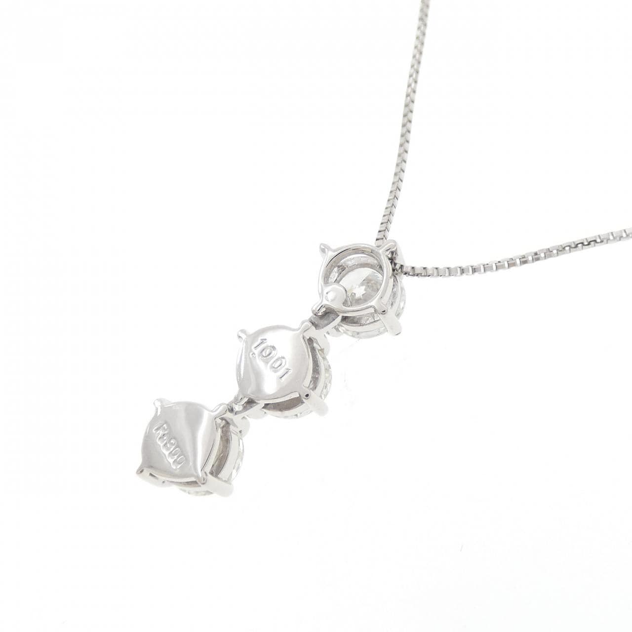 PT900/PT850 スリーストーン ダイヤモンド ネックレス 1.001CT