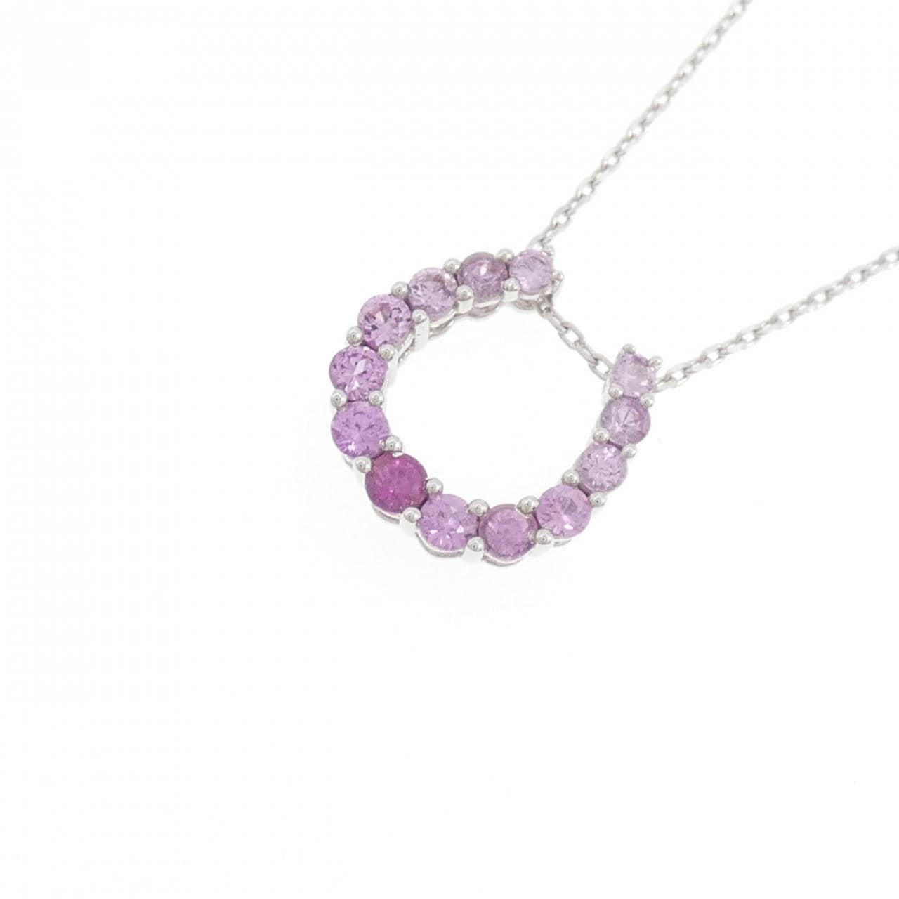 K18WG ホースシュー サファイヤ ネックレス 0.99CT