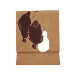 【未使用品】名古屋帯　染紬　絞り加工　開き名古屋