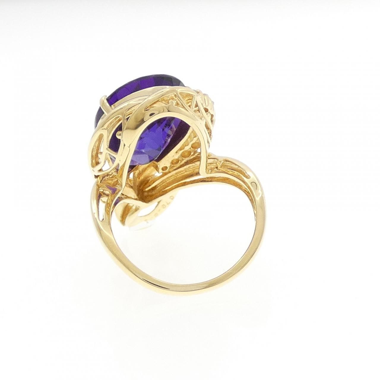 K18YG フラワー アメジスト リング 6.79CT