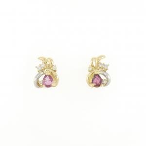 K18YG/PT850 ルビー ピアス 0.46CT