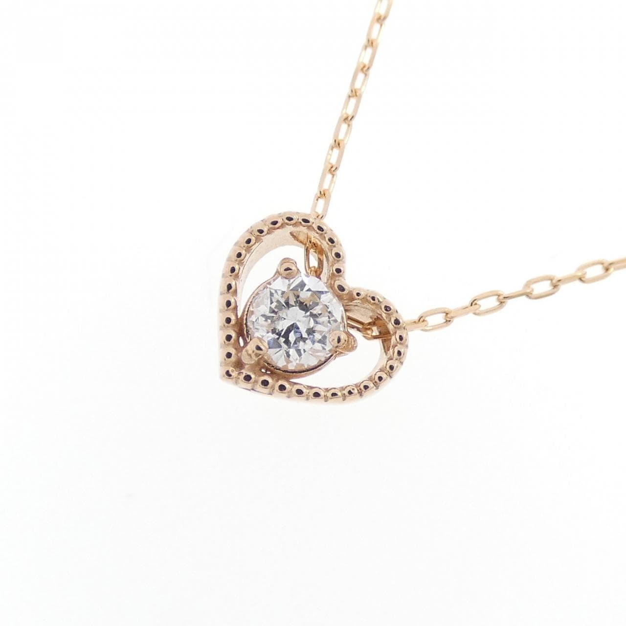 K18PG ハート ダイヤモンド ネックレス 0.10CT