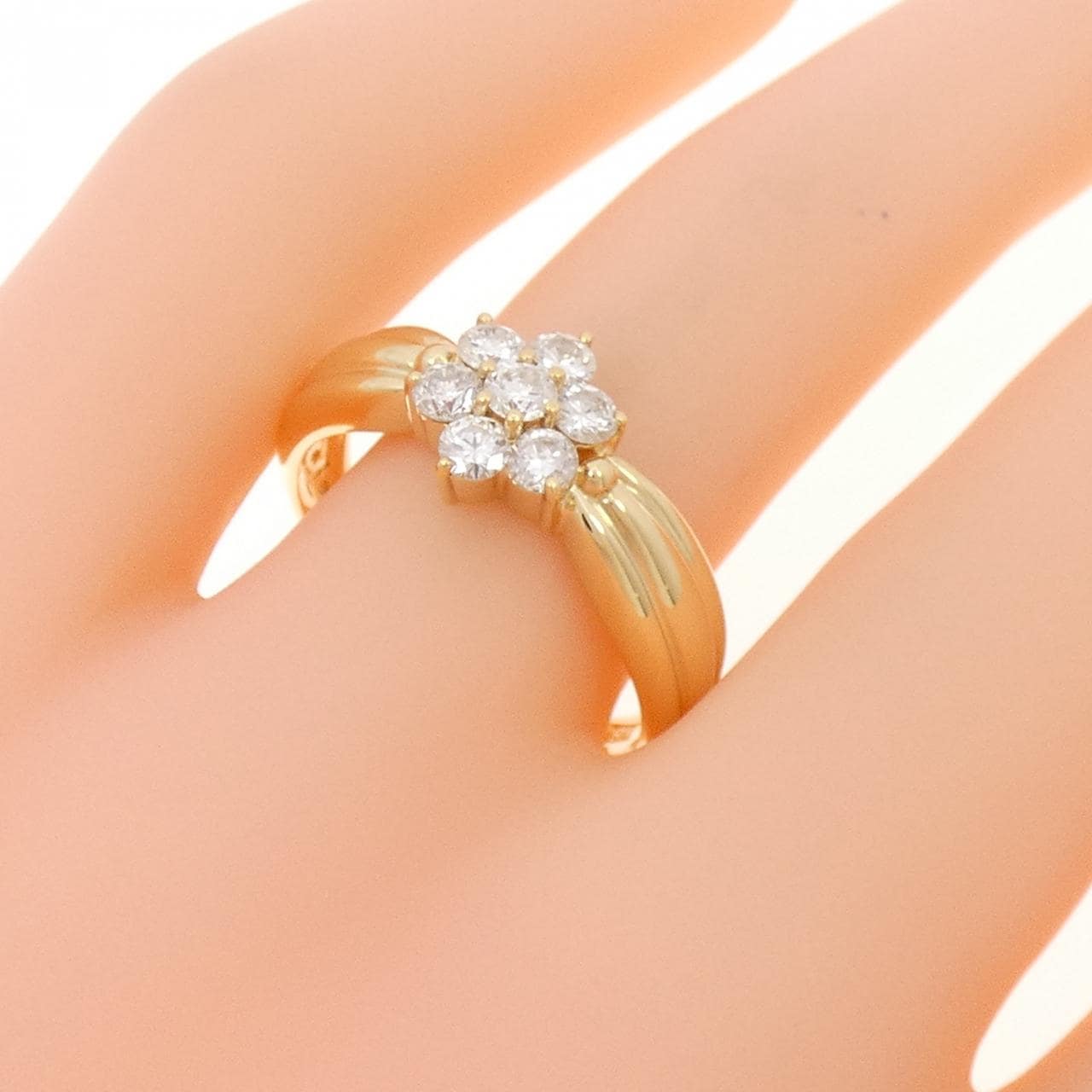 K18YG フラワー ダイヤモンド リング 0.50CT