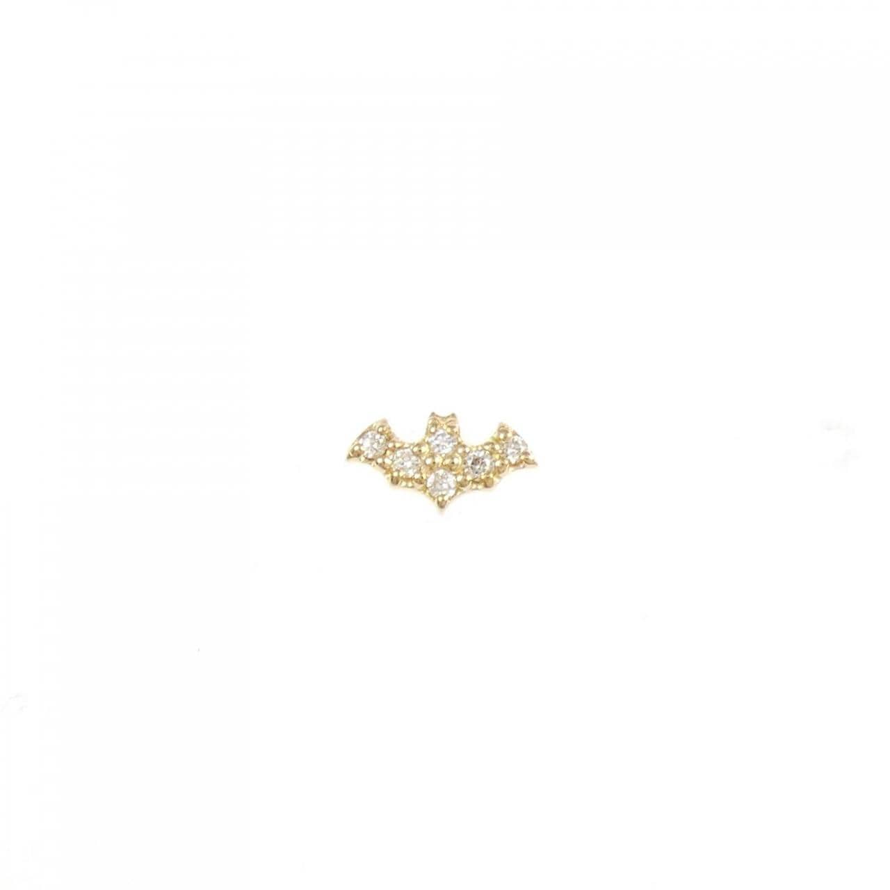 [BRAND NEW] K18YG Bat Diamond Earrings, One Ear, 0.02CT
