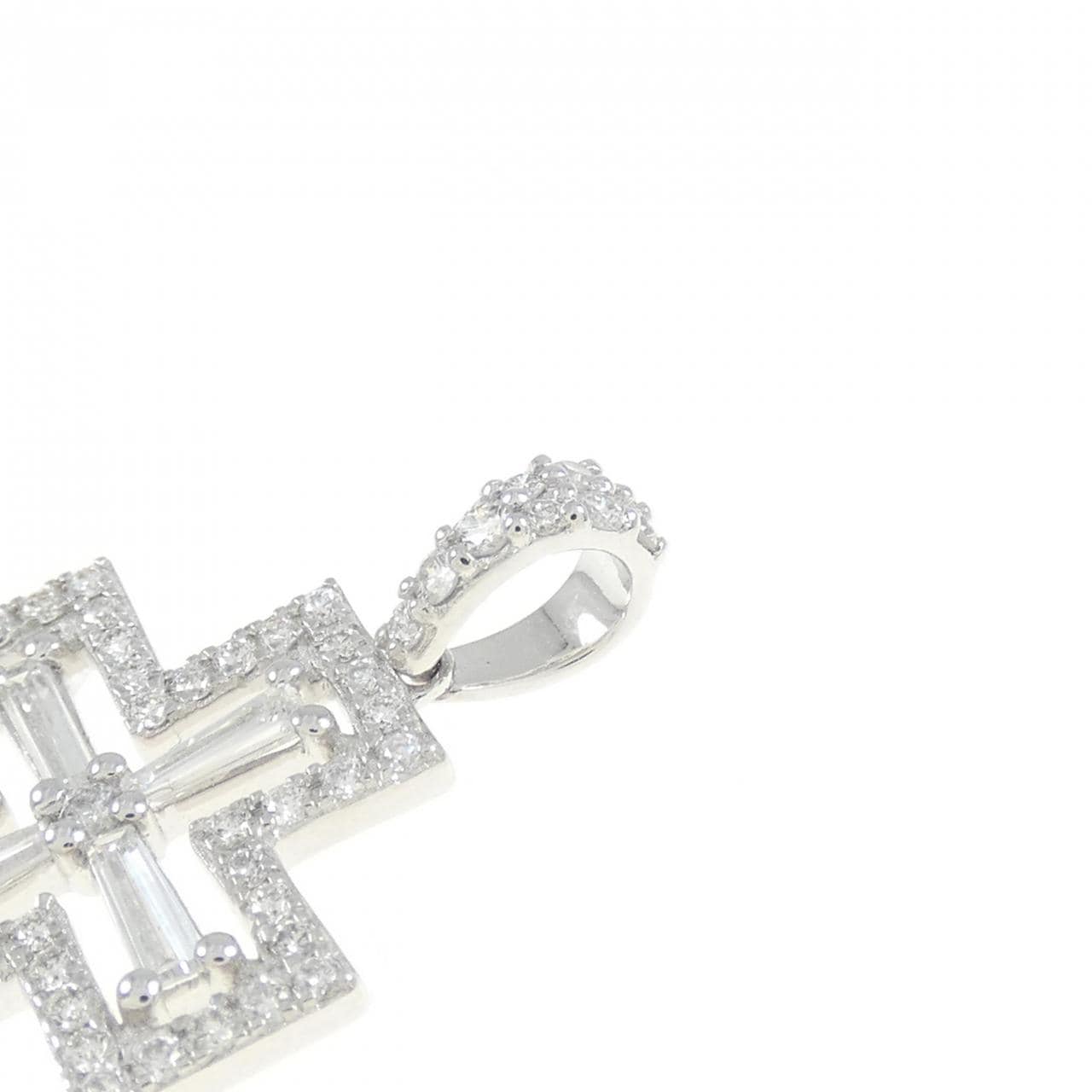 [BRAND NEW] K18WG Cross Diamond Pendant 0.26CT