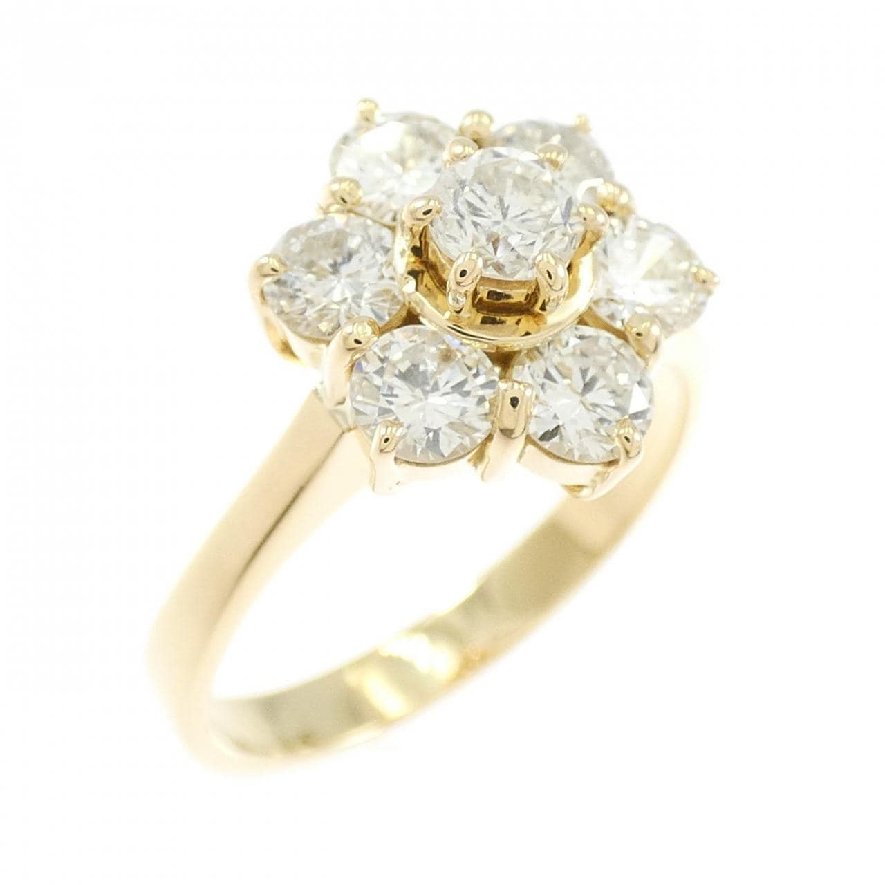 K18YG フラワー ダイヤモンド リング 1.02CT