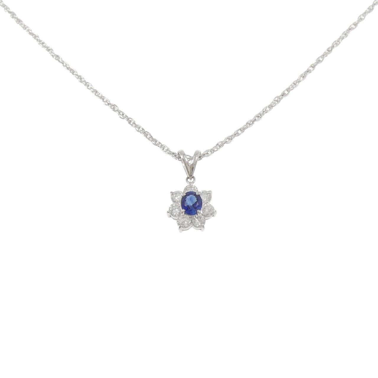 PT900/PT850 フラワー サファイヤ ネックレス 0.43CT