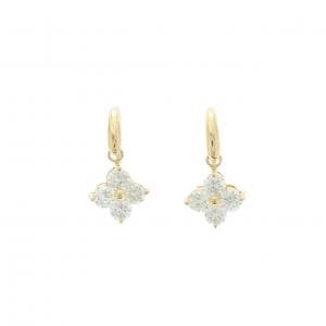 【リメイク】K18YG フラワー ダイヤモンド ピアス 1.00CT