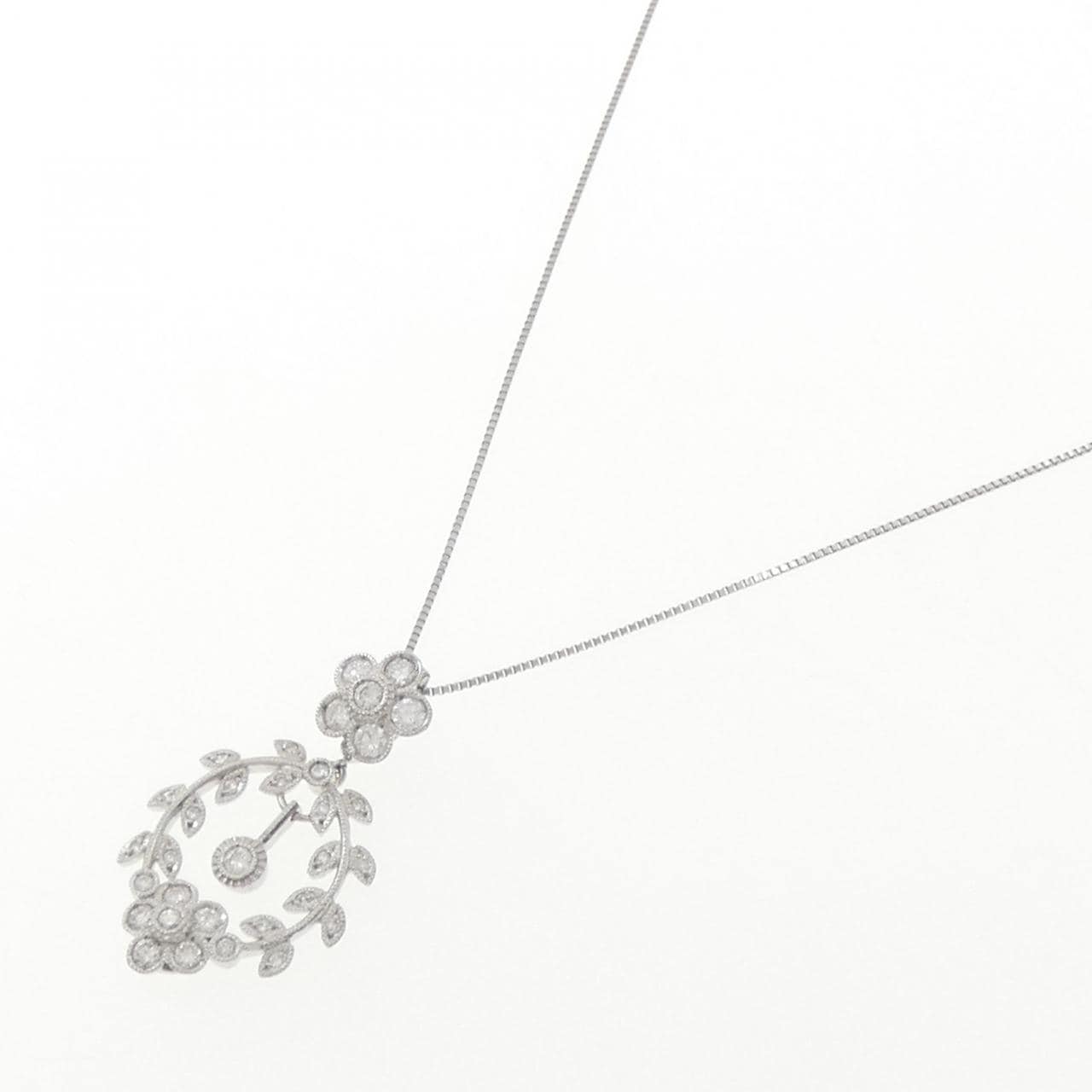 PT900/PT850 フラワー ダイヤモンド ネックレス 0.62CT