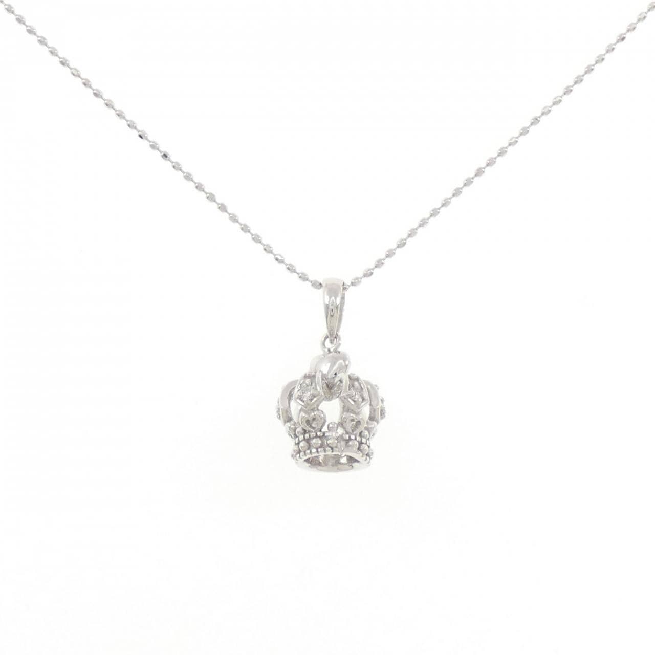 K18WG クラウン ダイヤモンド ネックレス 0.06CT