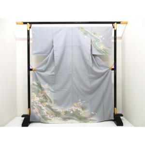 [Unused items] Visiting Kimono with Yuzen Gold Coloring and Shibori Plum Blossom