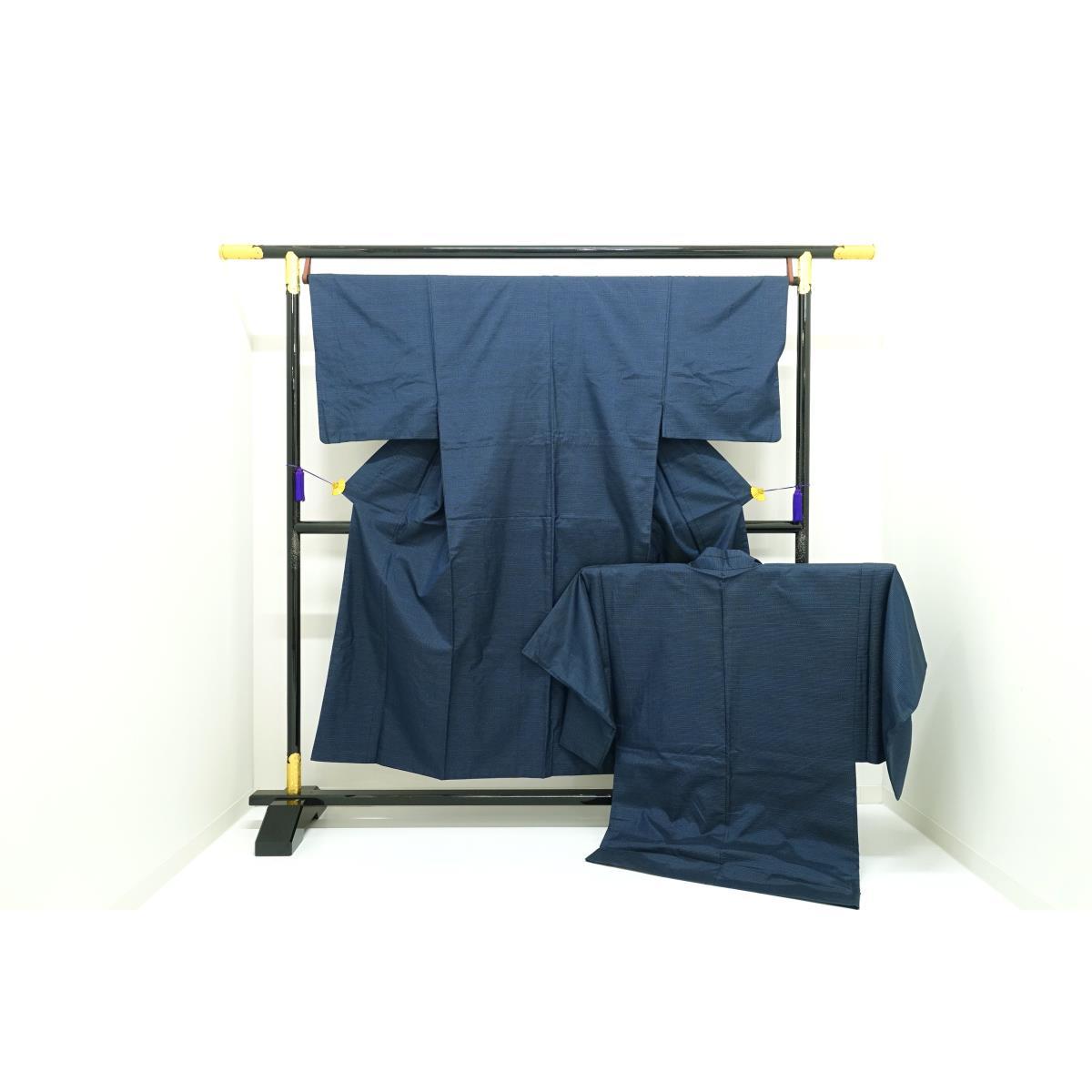 Men's horizontal twin Ooshima Tsumugi kimono, haori, 2-piece set