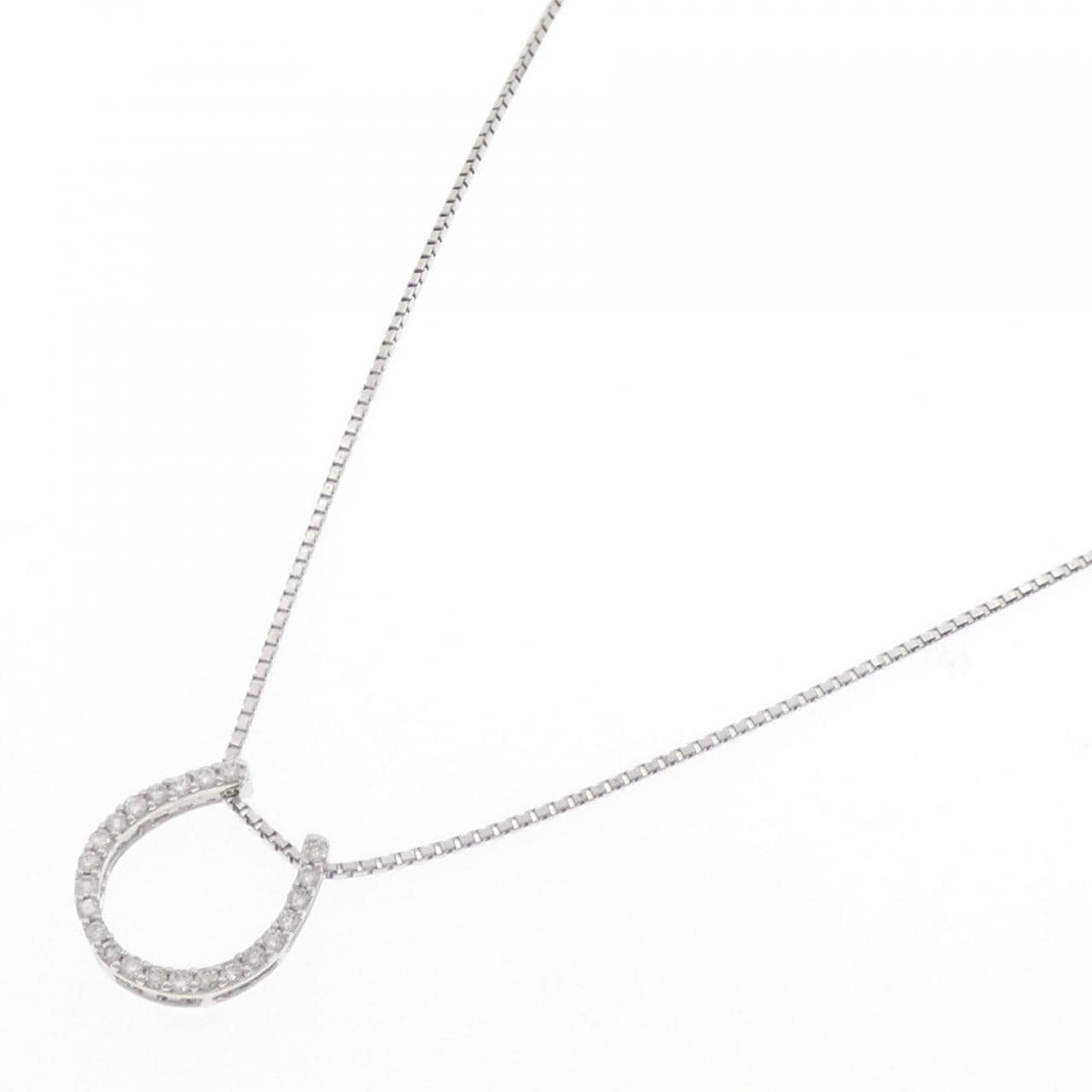 K18WG ホースシュー ダイヤモンド ネックレス 0.28CT
