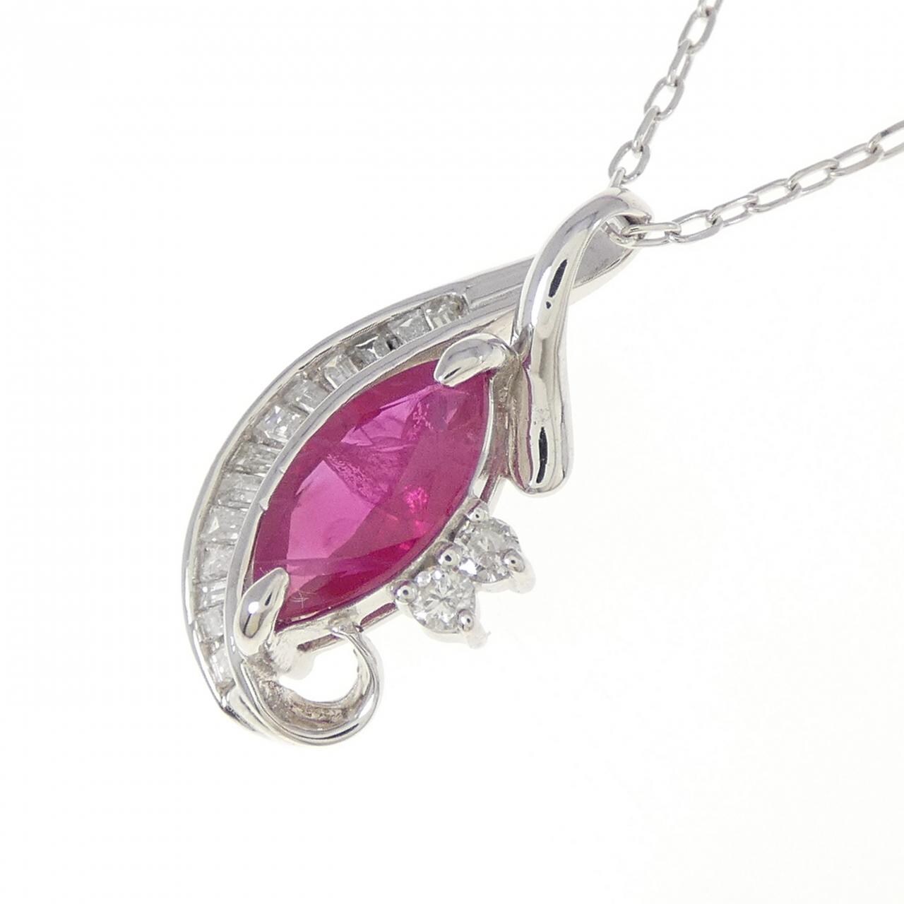 K18WG ルビー ネックレス 0.89CT