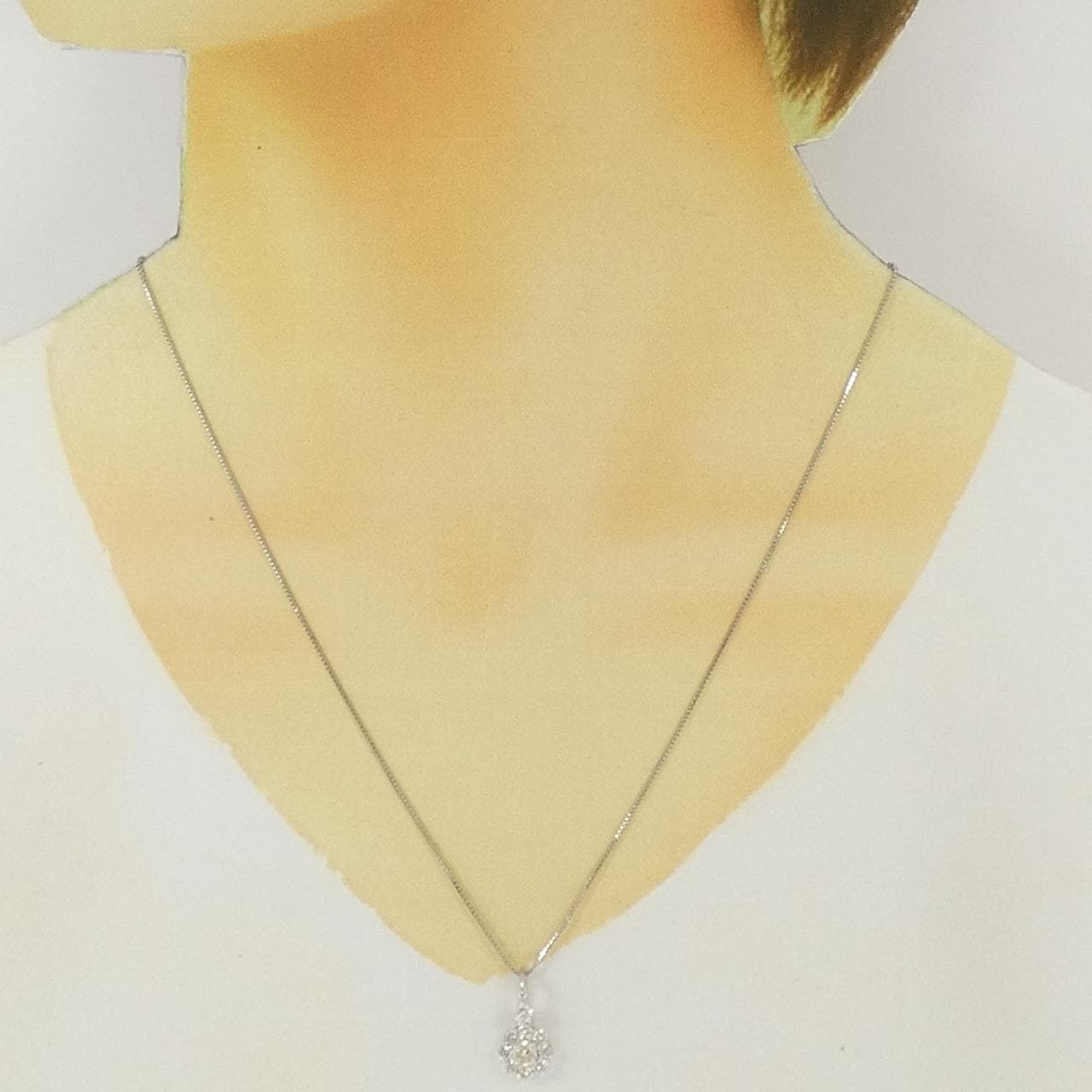 K18WG フラワー ダイヤモンド ネックレス 0.257CT