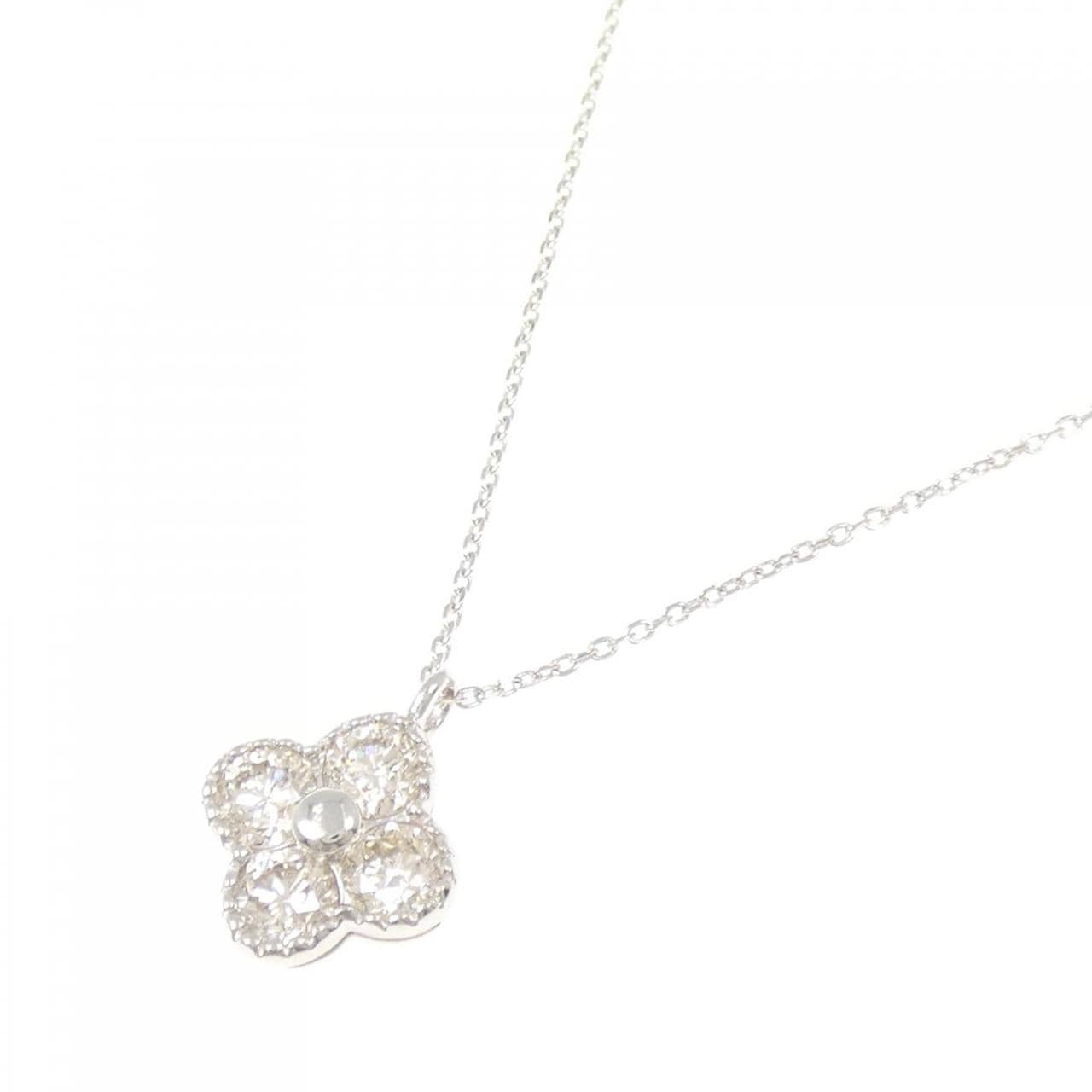 K18WG Flower Diamond Necklace 1.010CT