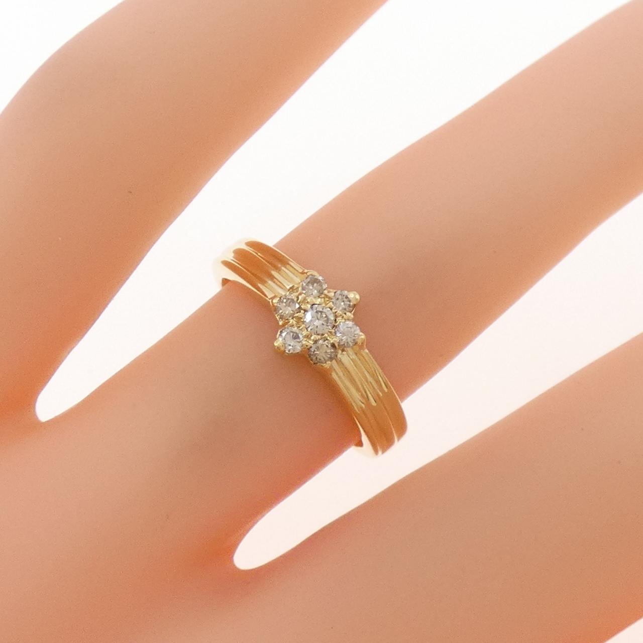 K18YG フラワー ダイヤモンド リング 0.15CT