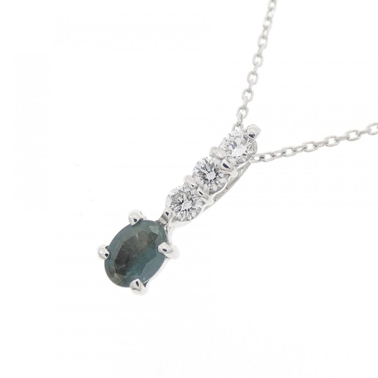 K18WG/PT850 アレキサンドライト ネックレス 0.10CT