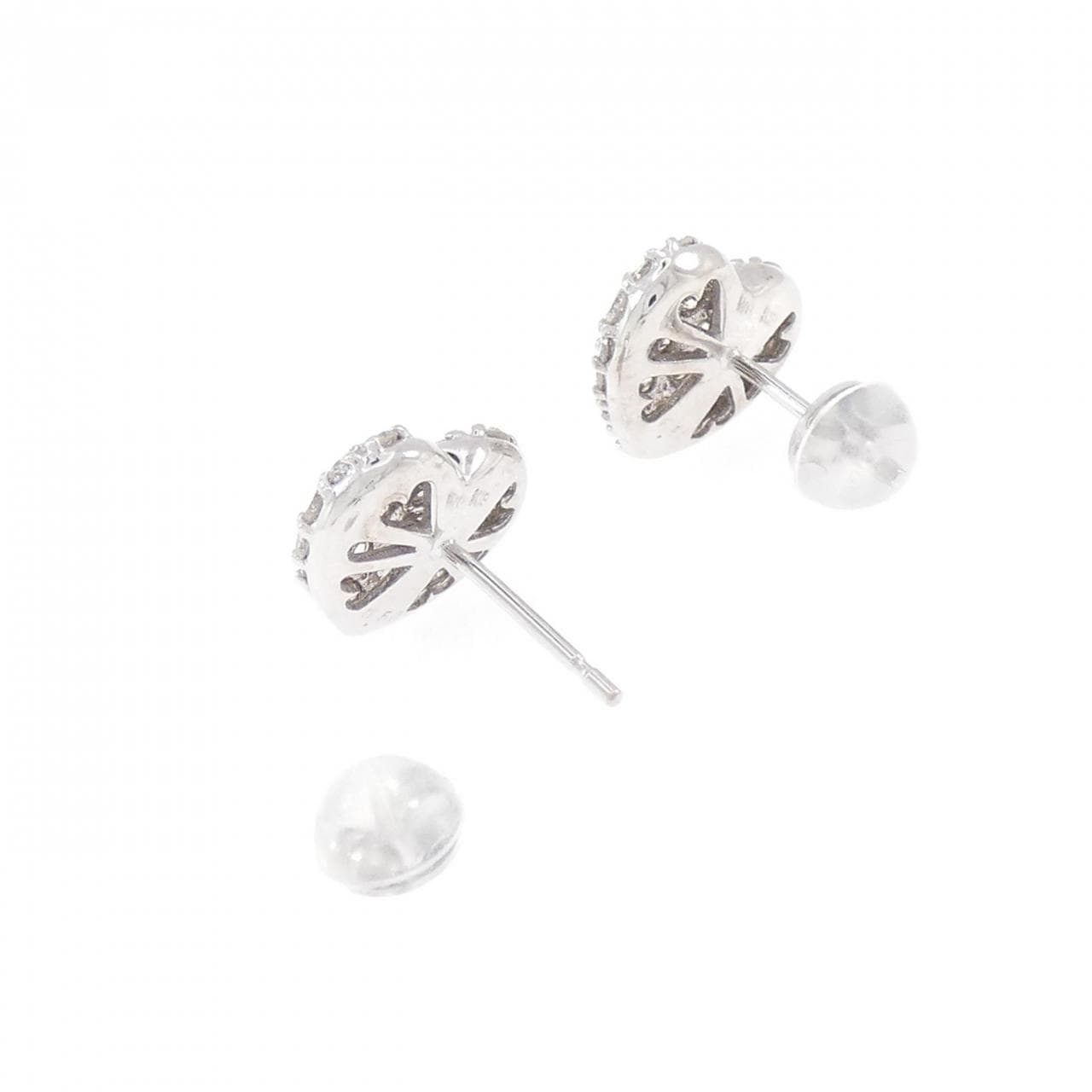 K18WG ハート パヴェ ダイヤモンド ピアス 1.00CT
